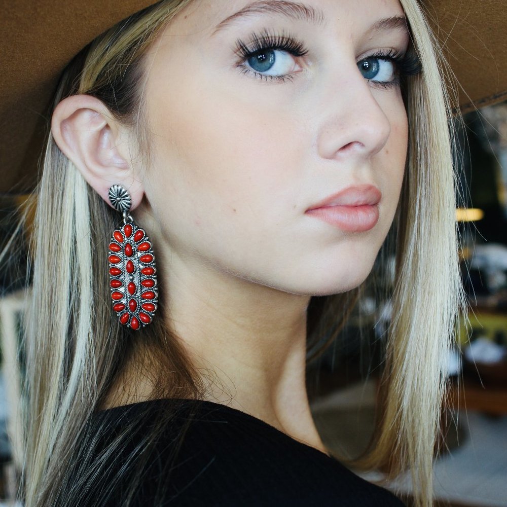 My Kinda Gal Stone Earrings-Cherry